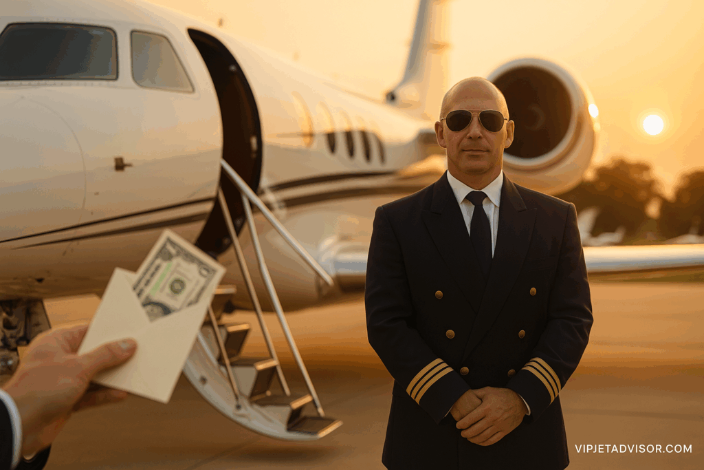how much to tip on a private jet charter pilot